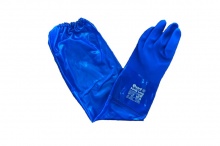 Купить Перчатки интерлок с полным покрытием ПВХ синего цвета с длинным ПВХ рукавом Sandy Long, GWARD
