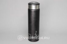 Купить Термос металлическая колба 420мл  soft touch фильтр-ситечко для заваривания черный, LARA