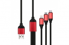 Купить Кабель-дата USB 3 в1: Micro - Type C - 8 pin, 1,2м , 3A, черный