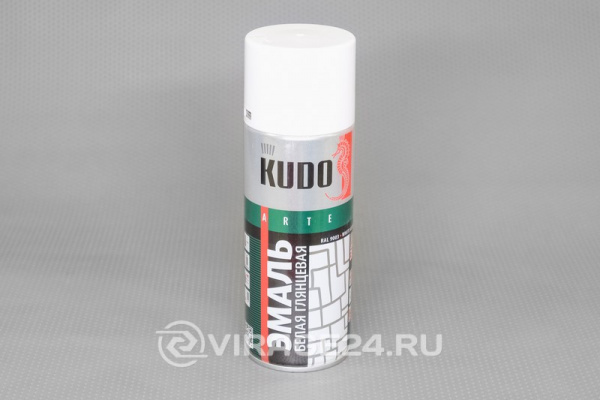 Купить Эмаль аэрозольная белая глянцевая Ral9003 520мл/270гр, KUDO