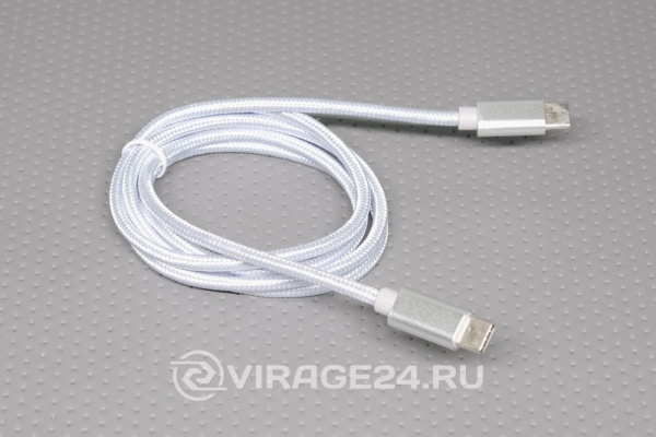 Купить Шнур USB Type-C 3.1 - USB Type-C 3.1, 1м, серебрянный, АТОМ