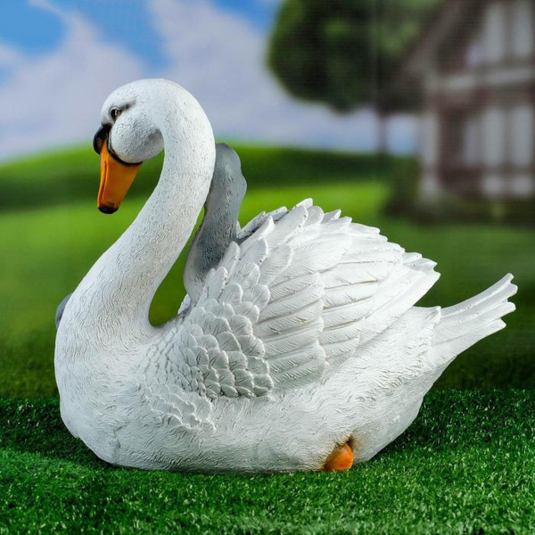 Купить Фигура садовая "Лебедь с птенцами" 30*20*23