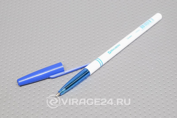 Купить Ручка шариковая синяя, линия 0,5мм, в белом корпусе, BRAUBERG