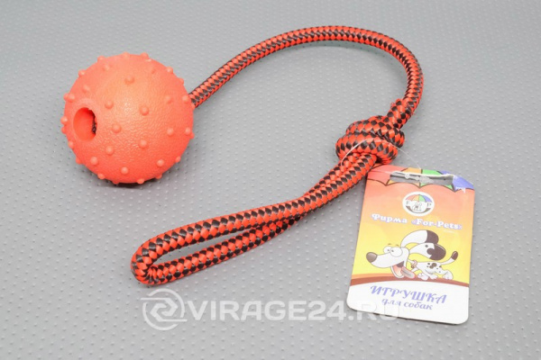 Купить Игрушка каучук Мяч литой с веревкой d6,5см