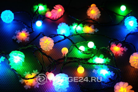 Купить Гирлянда светодиодная универсальная с насадками (шарики, снежинки, елочки) 30 LED 4,4 м, RGB, NEON-NIGHT