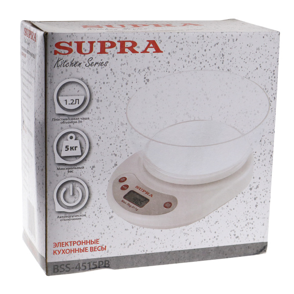 Купить Весы кухонные электронные нагрузка до 5кг BSS-4515PB, SUPRA