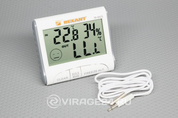 Купить Термогигрометр комнатно-уличный  (от -50 до +70C/ от 20 до 90%), REXANT