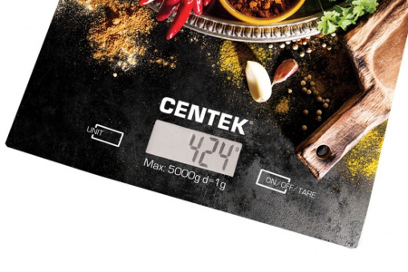 Весы кухонные электронные до 5кг, шаг 1г, питание от батареек ААА "Специи", Centek