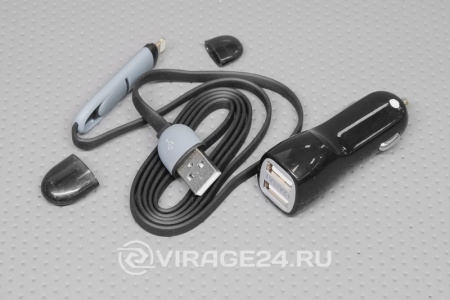 Купить Разветвитель прикуривателя на 2 USB + Data кабель, PHANTOM