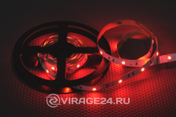 Купить Комплект светодиодной ленты SMD5050 30LED/м 12В 7,2 Вт/м IP20 RGB (5 м), 24Вт, IR-контроллер